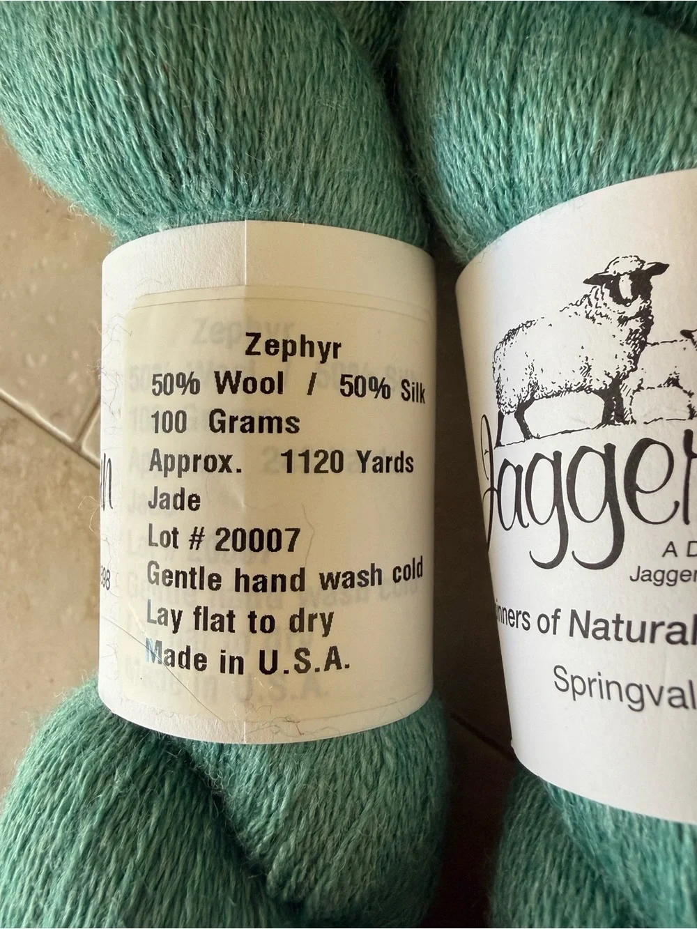 JaggerSpun Jade Wool and Silk Yarn - Two Skeins
